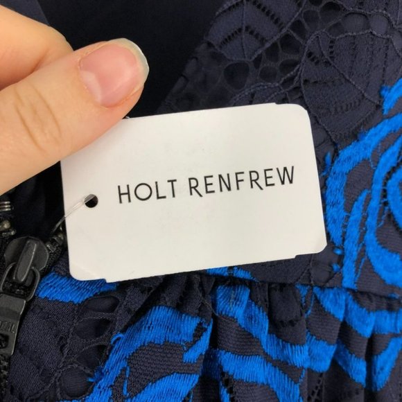Alice + Olivia NWT Black Blue Nelly rose print mini dress open back size 0 - Picture 8 of 16